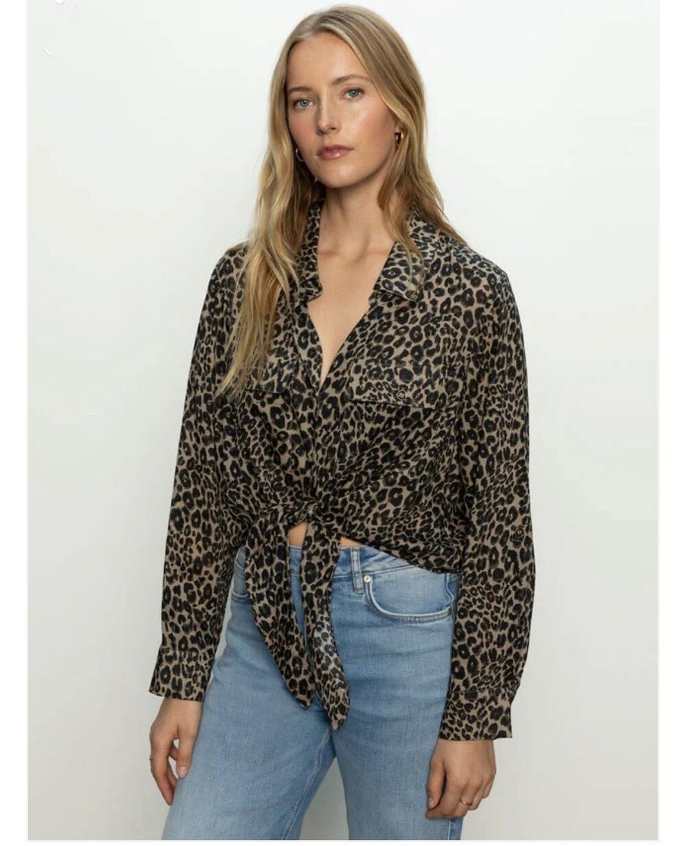 Sanctuary Wild Love Tie Top Leopard Animal Print Brown Black Size Medium